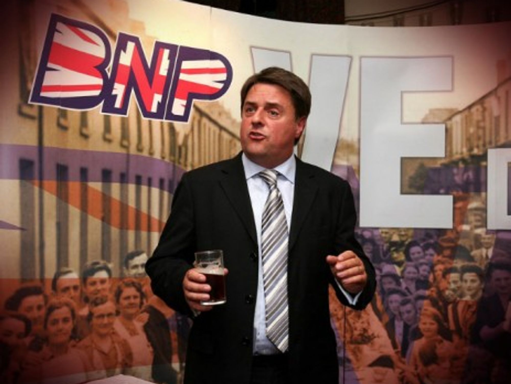 Nick Griffin at a BNP press conference in 2009