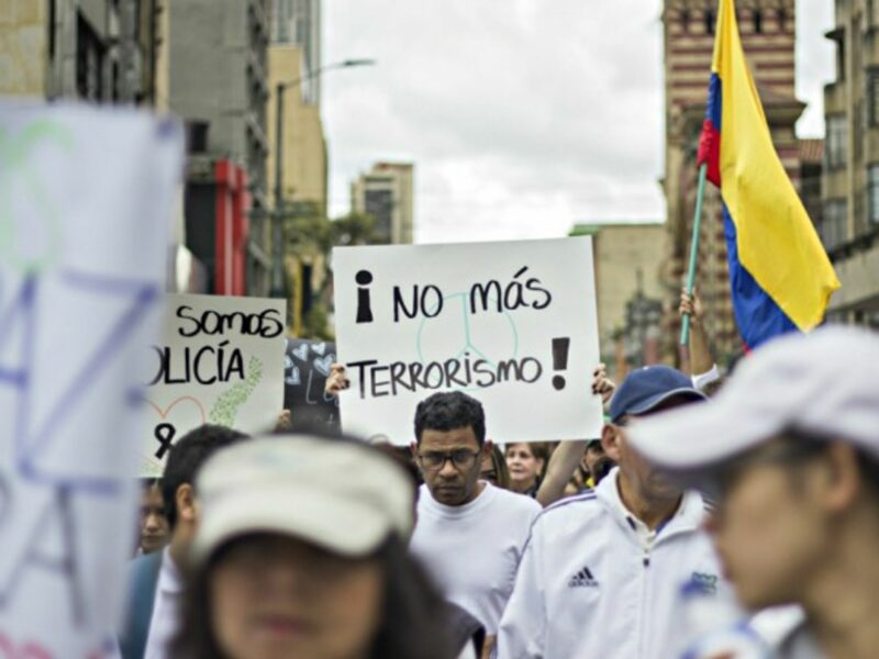 'No more terrorism!' at a Bogota march on Jan. 20