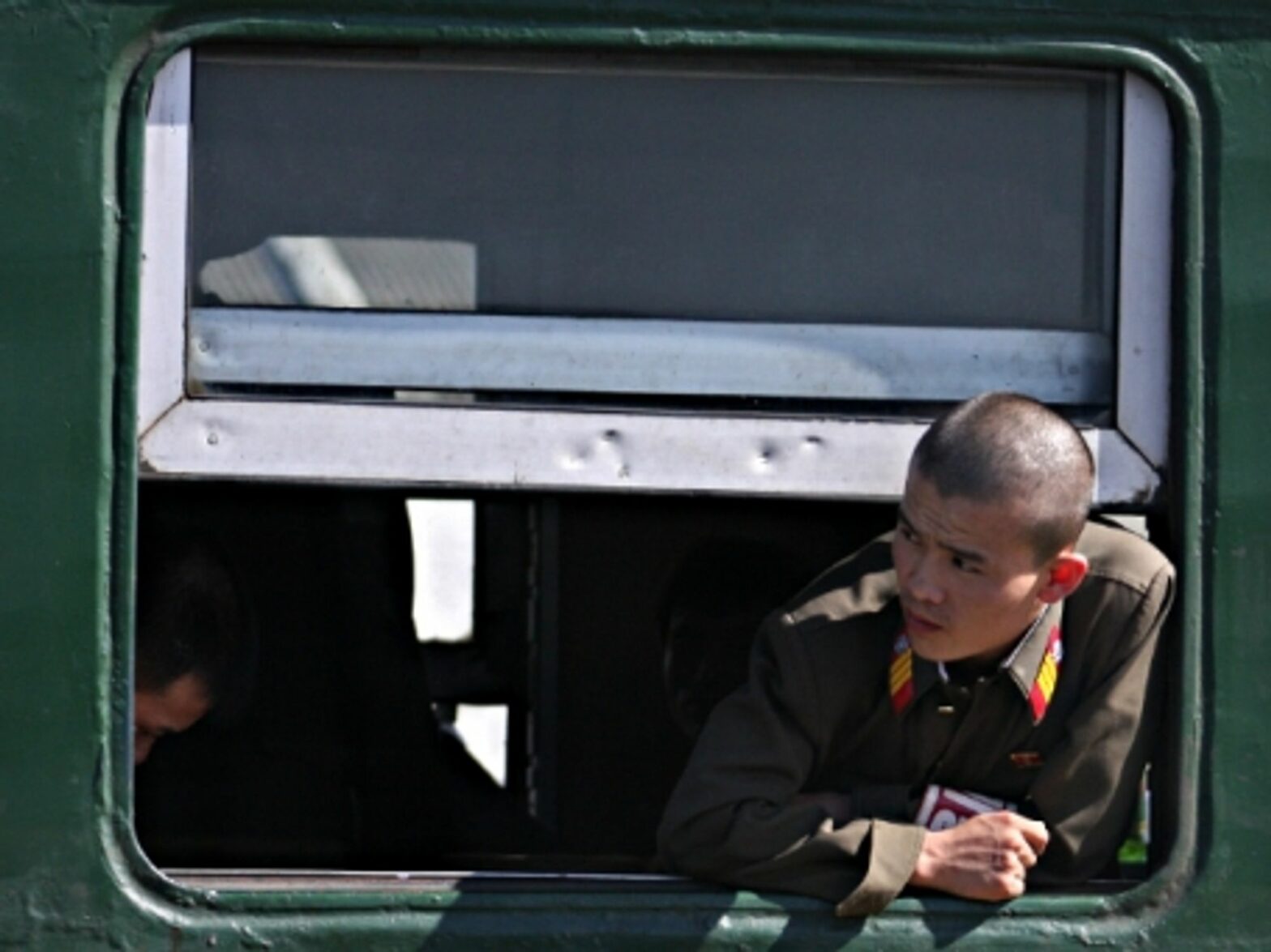 North Korean soldier near the border with China