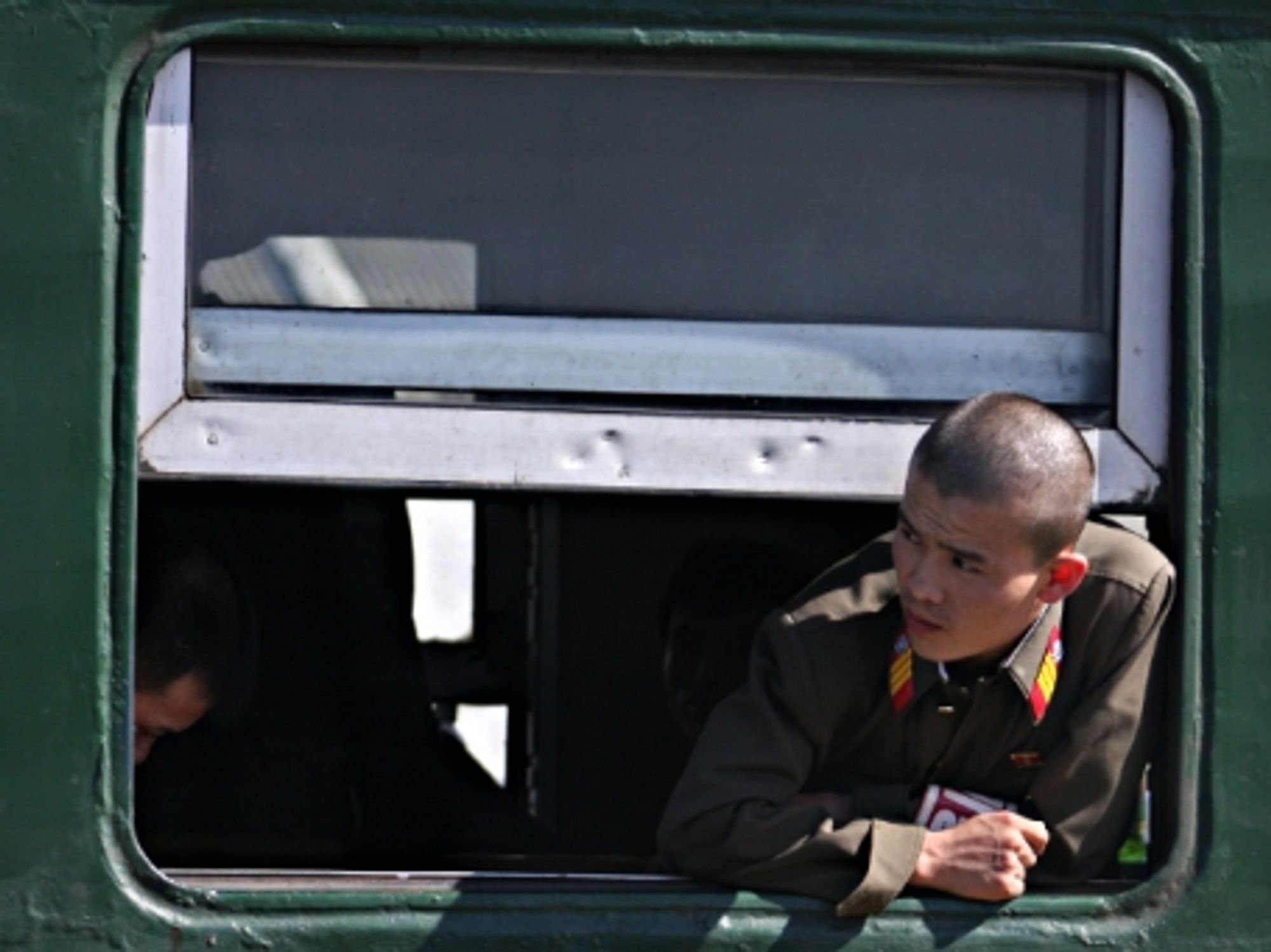 North Korean soldier near the border with China