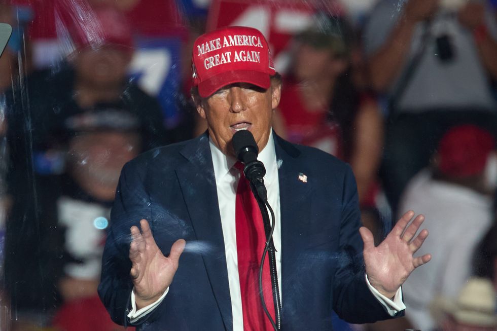 October 12, 2024, Coachella, California, USA: Donald Trump speaking at his campaign rally in Coachella.