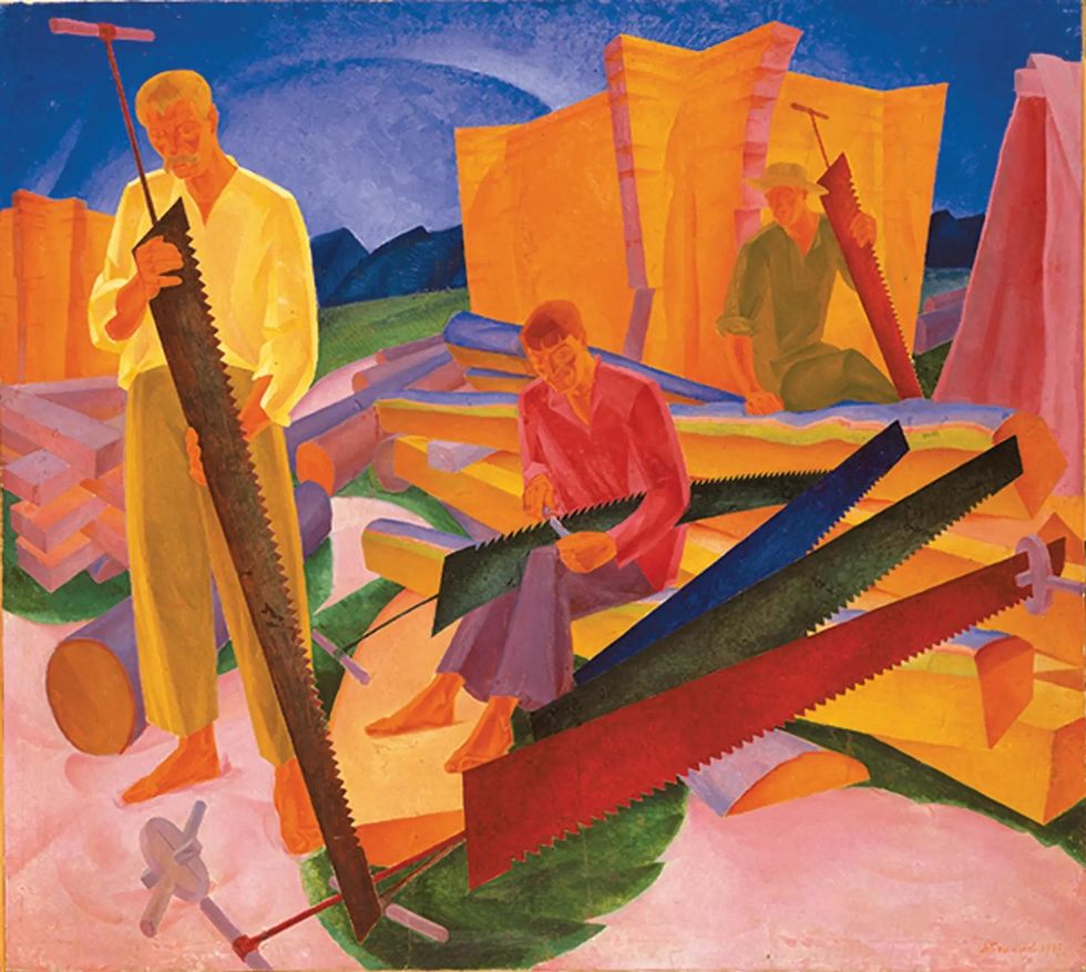 Oleksandr Bohomazov’s Sharpening the Saws (around 1927) features in the show