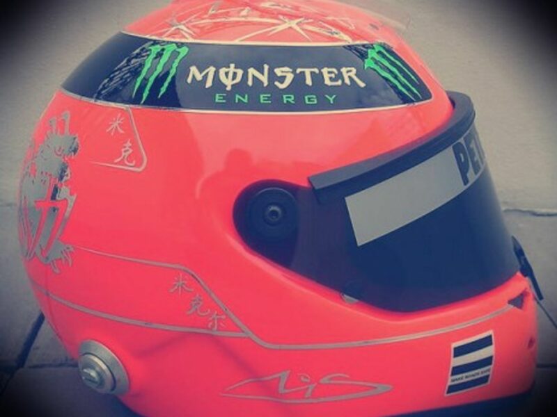 One of Schumacher's racing helmets