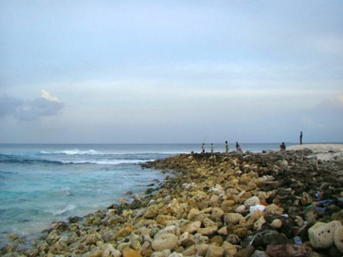 One of the Maldives' less than pristine beaches