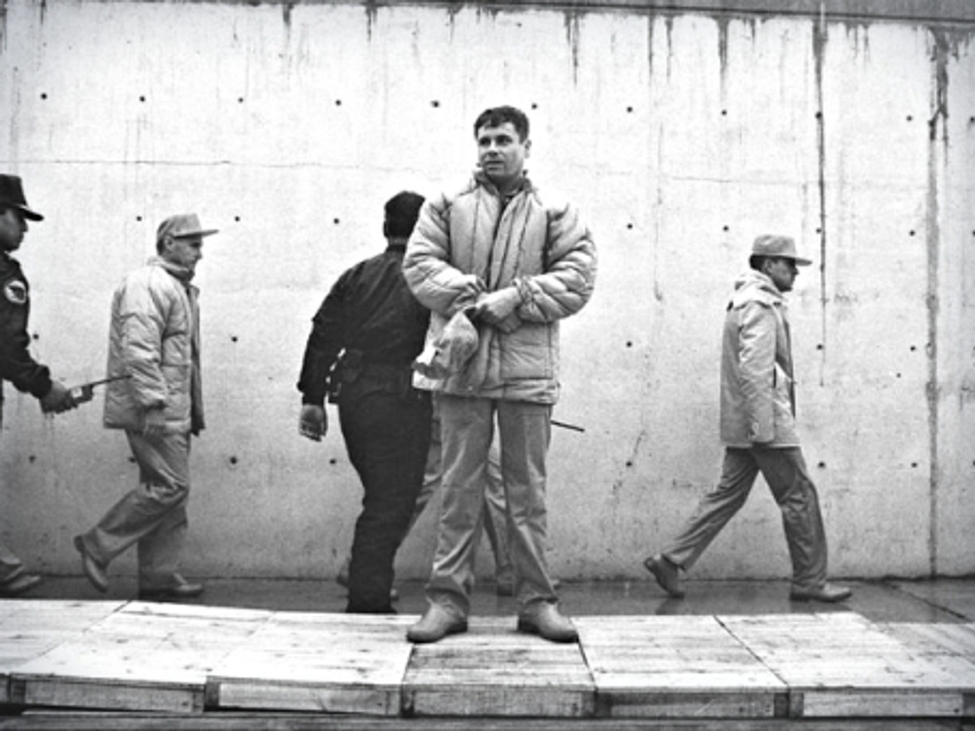 One of the rare pictures of El Chapo in jail in the early 1990s