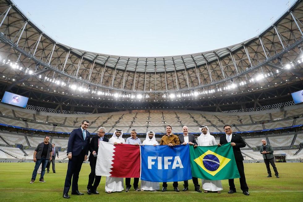 Outgoing Brazilian President Bolsonaro visits a Qatari stadium in November 2021