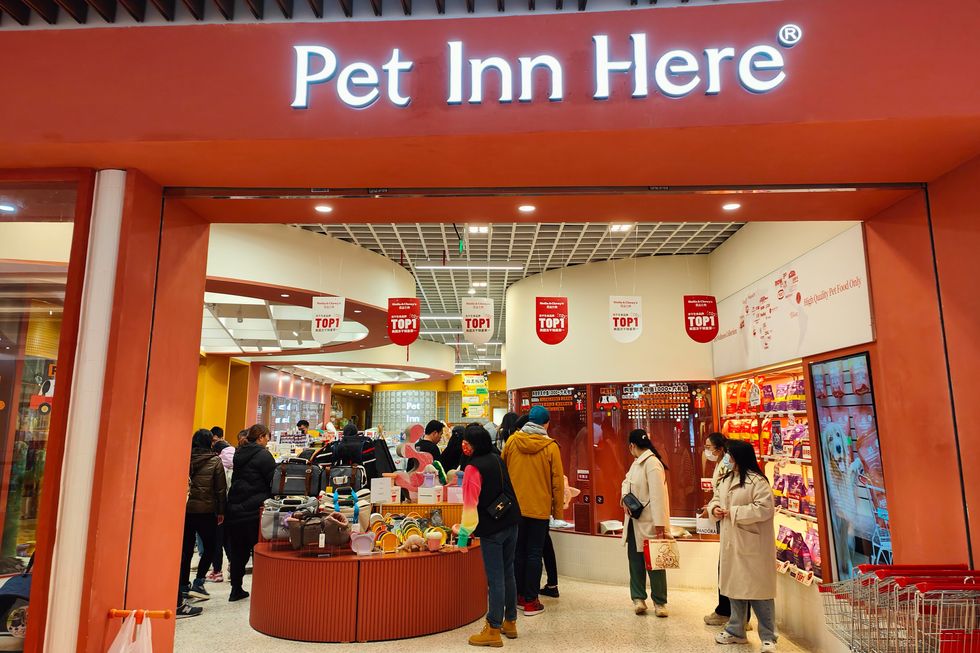 Outside of Pet Inn Here pet store in Shanghai, China.