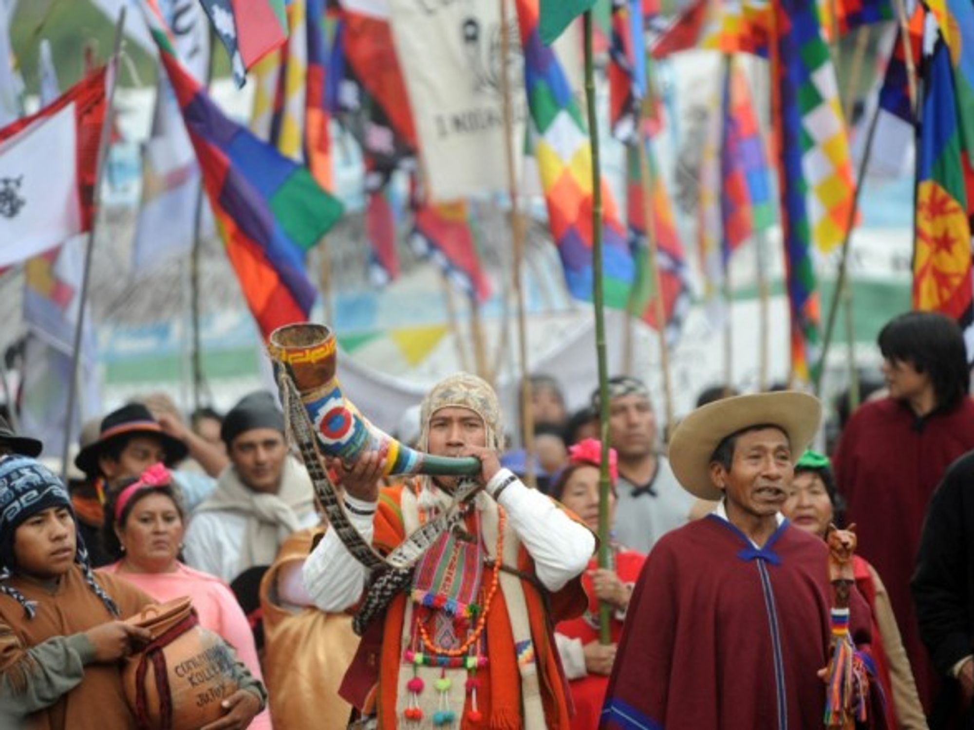 Over 30 indigenous tribes rally in Buenos Aires.