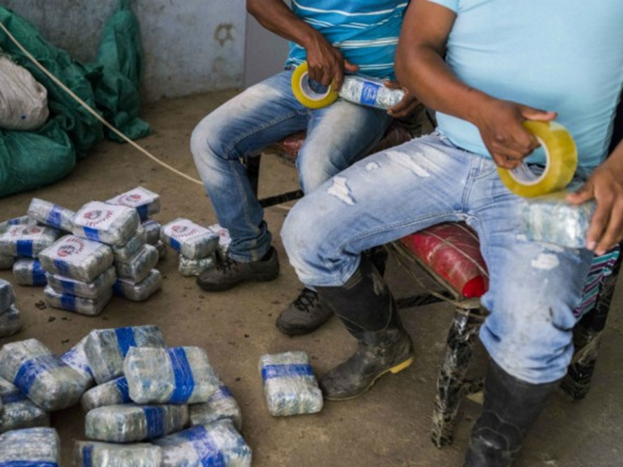 Packing marijuana in Toribio, Valle del Cauca, in the Cali region, Colombia