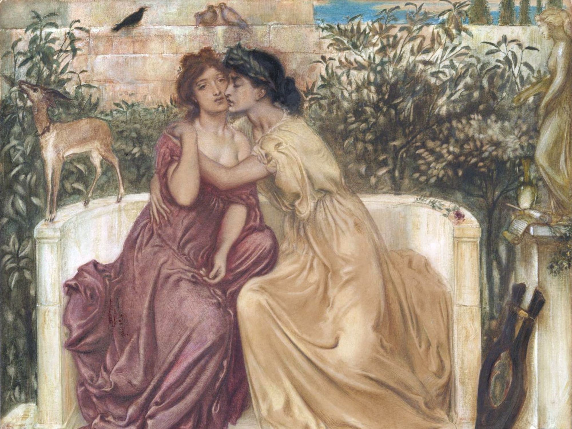 painting of two women holding each other