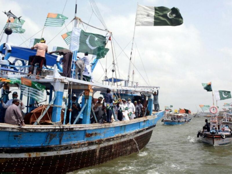 Pakistani fishermen in the Arabian Sea