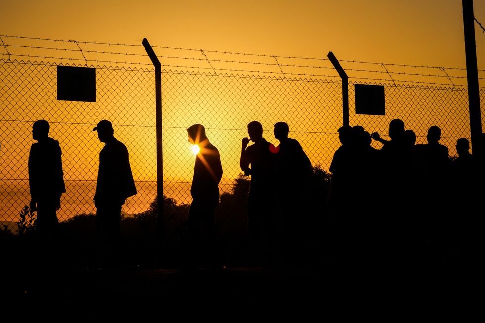 Palestinian workers gathering at the Erez crossing between Israel and the Gaza Strip.