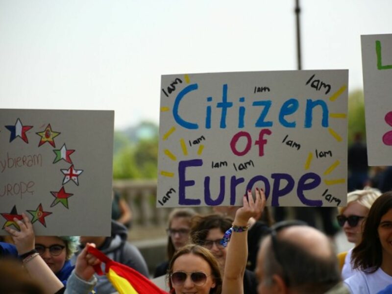 Parade in Warsaw, Poland, by members of the Robert Schuman Foundation