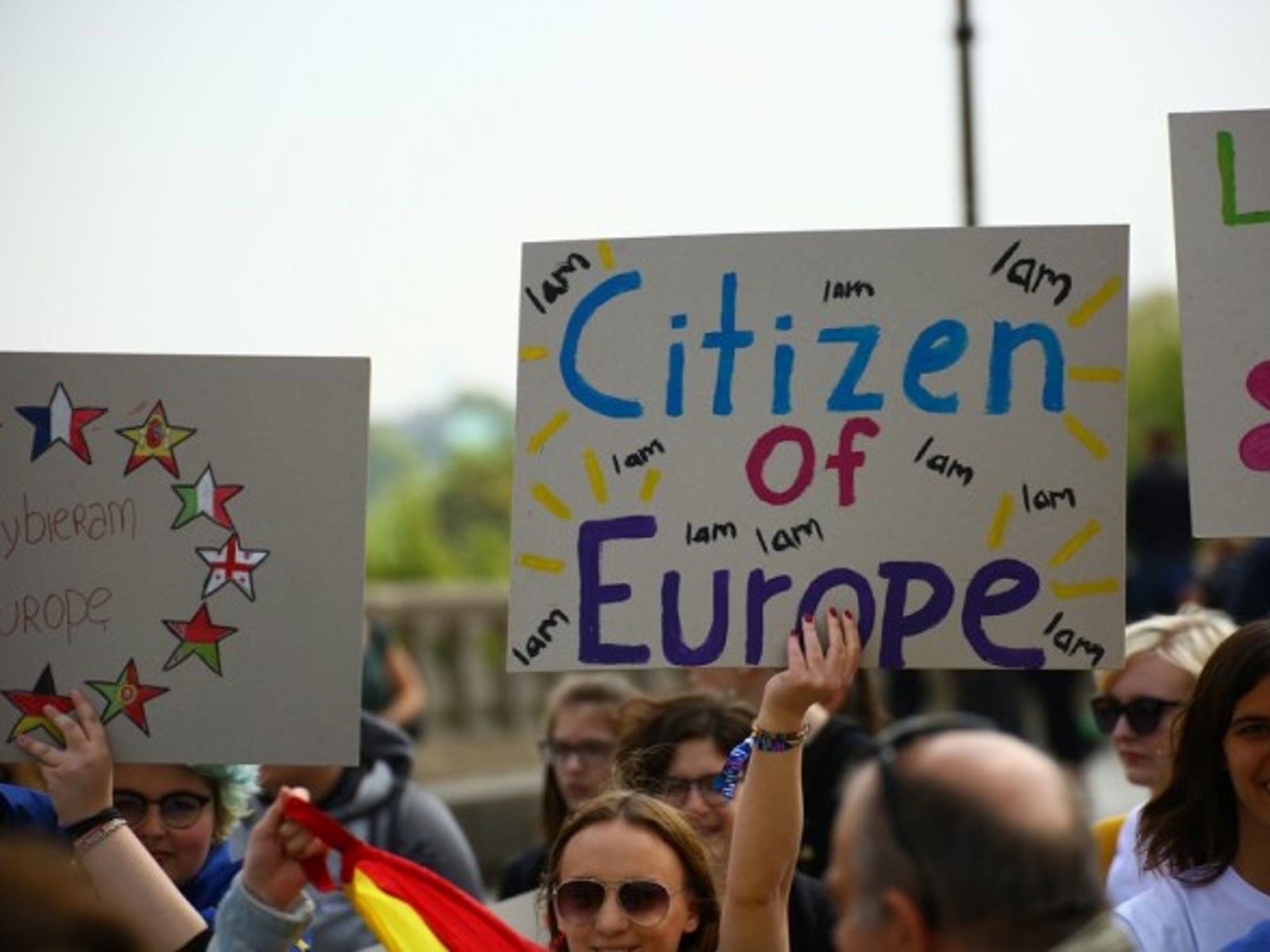 Parade in Warsaw, Poland, by members of the Robert Schuman Foundation
