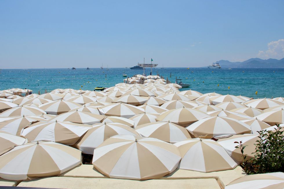 Parasols on the beach in southern France