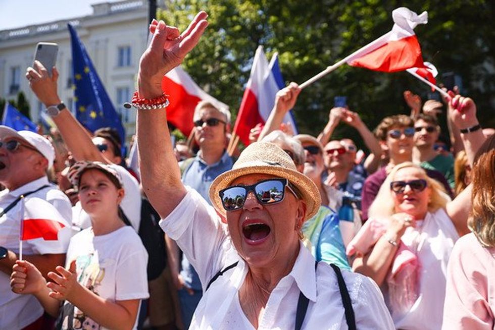 Participants attending an anti-government march.