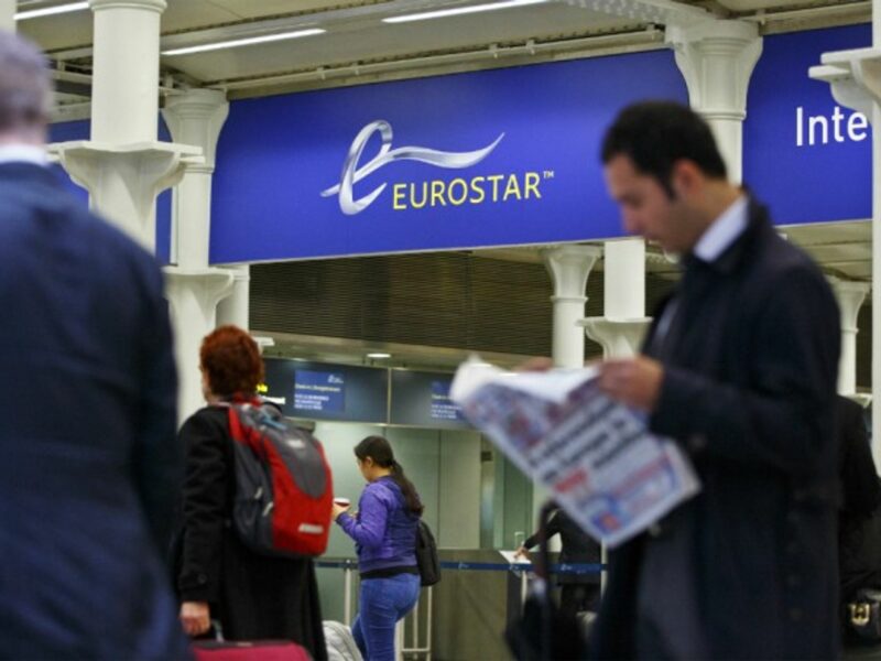 Passengers checking in to travel on Eurostar in London