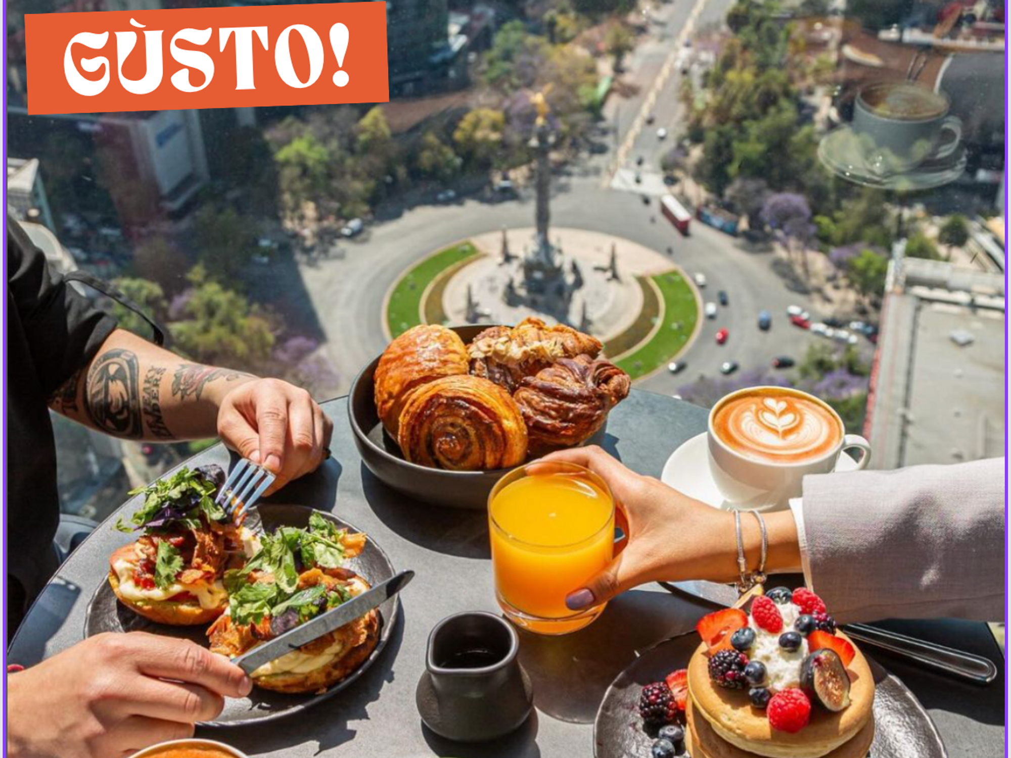 people eating at rooftop restaurant
