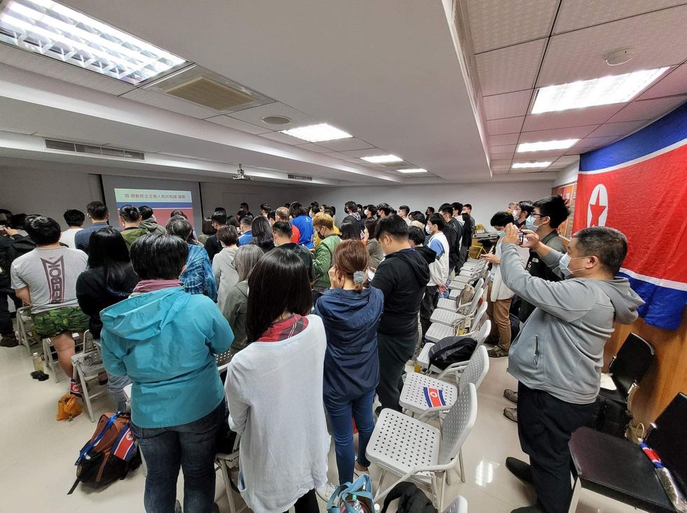 People in Taipei gathered for the Sun Festival", which commemorates the birthday of the first leader of North Korea, Kim Il Sung