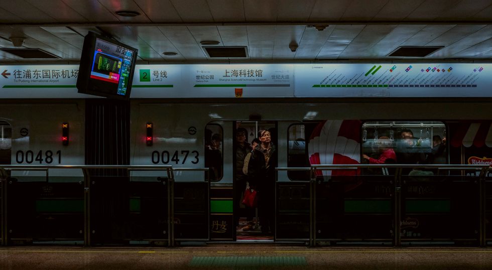 People on the subway in Shanghai.