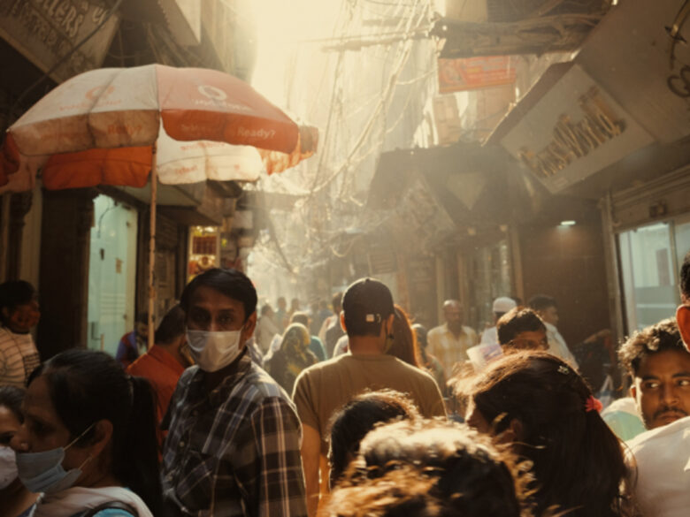 People walking in Delhi, India
