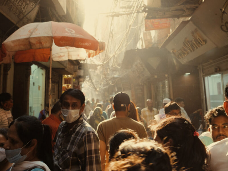 People walking in Delhi, India