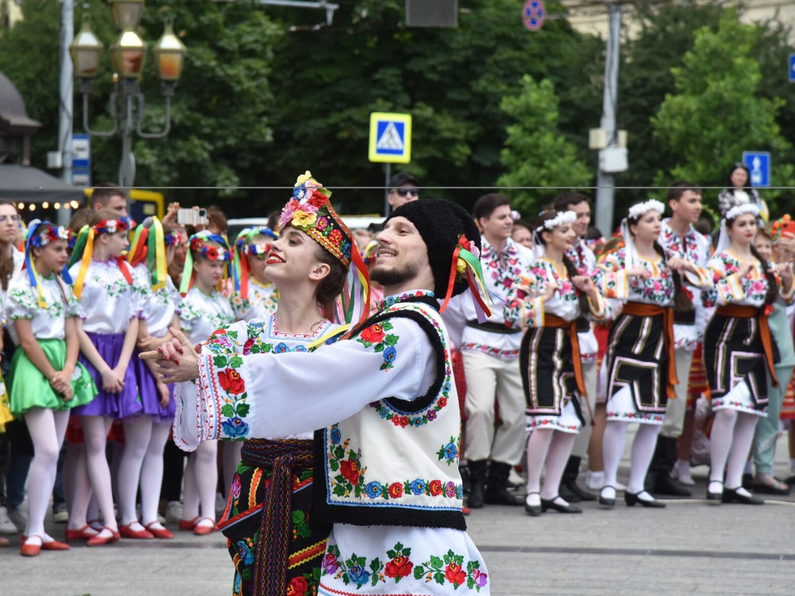 Performers dancing at Ukraine folk festival