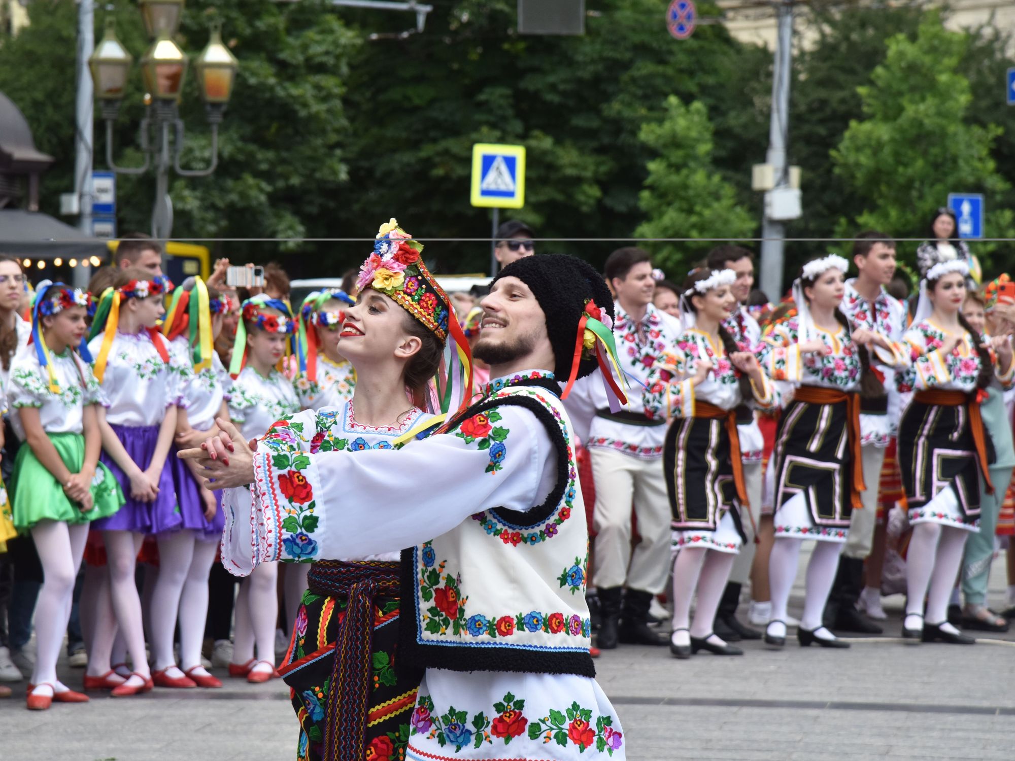 Performers dancing at Ukraine folk festival