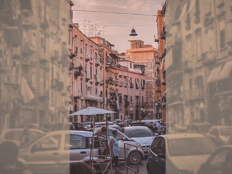 Photo in traffic in Naples, Italy