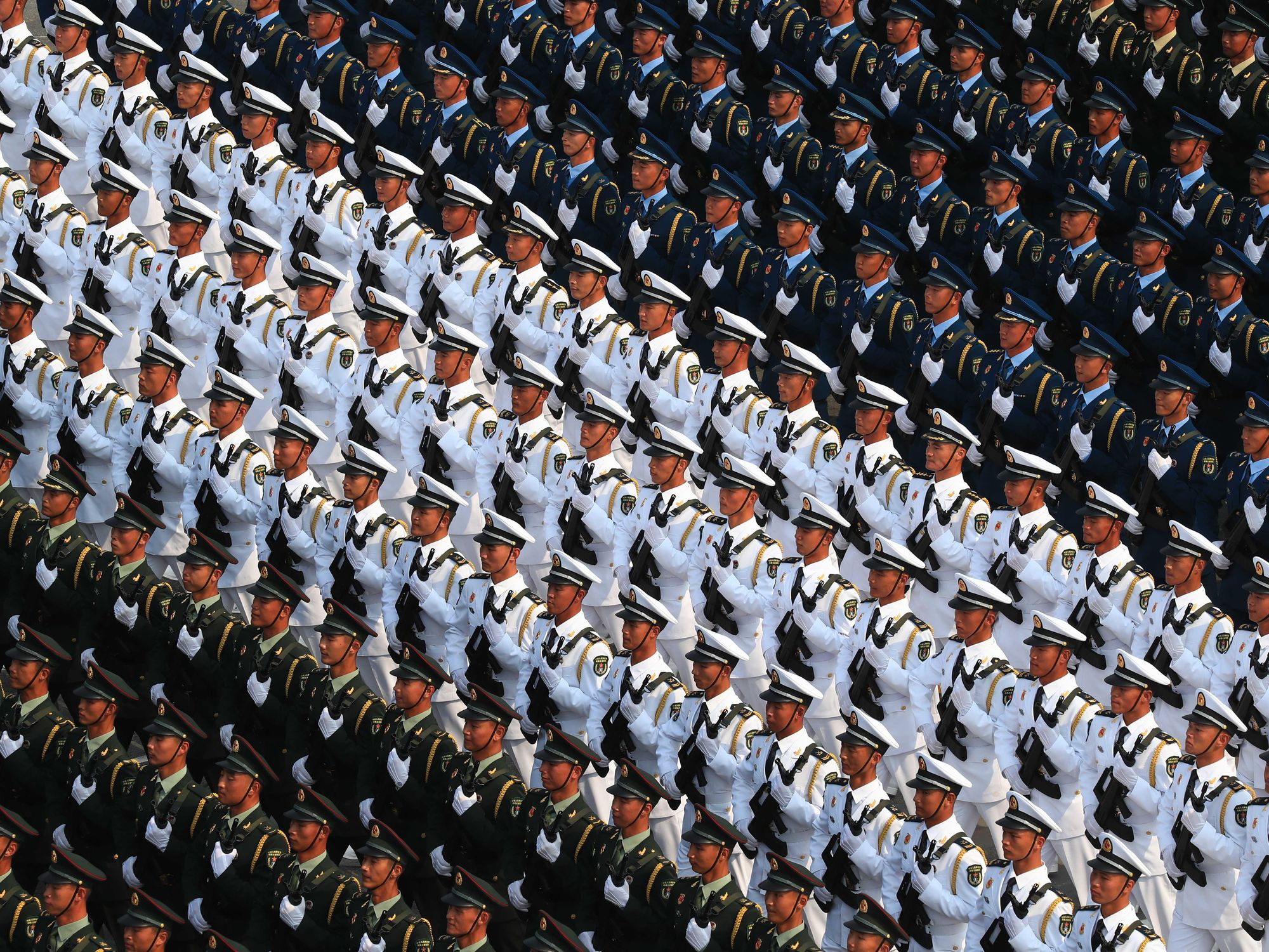 Photo of a 2019 Chinese military parade for the 70th anniversary of the founding of the People's Republic of China
