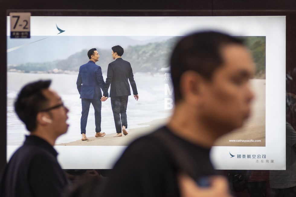 Photo of a Cathay Pacific same-sex advert in Hong Kong