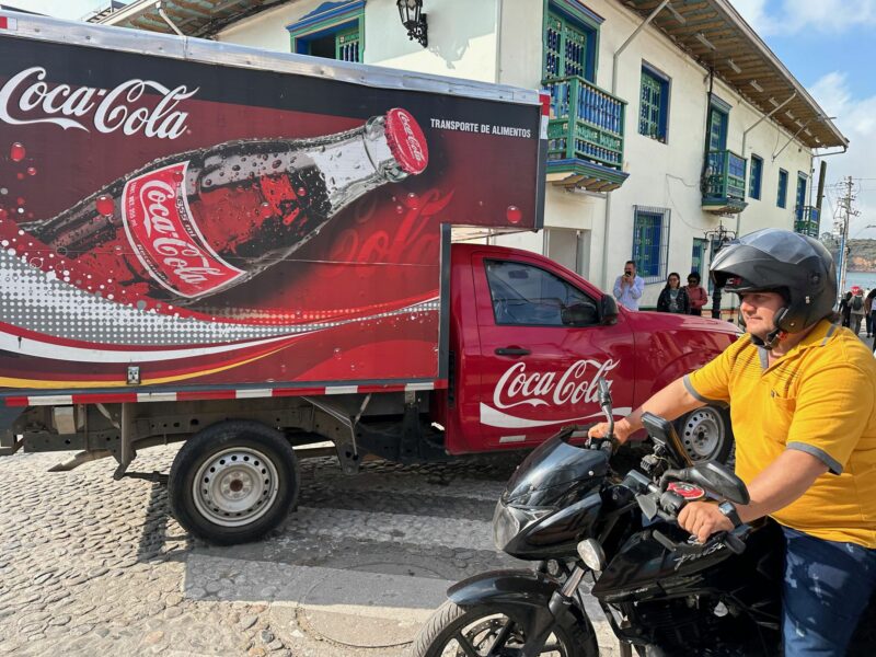 Photo of a Coca-Cola truck in Guatapé, Colombia