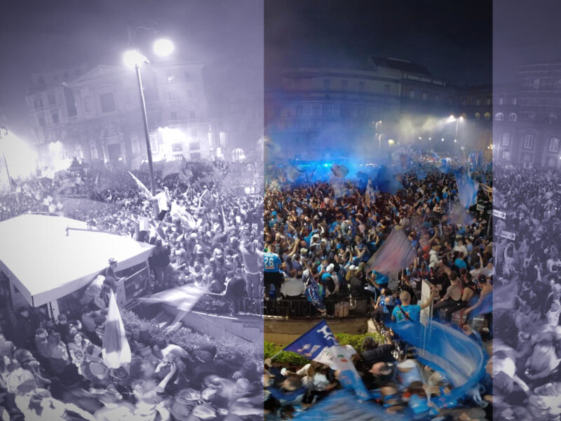 Photo of a crowd in the streets of Naples after S.S.C. Napoli’s Serie A title win