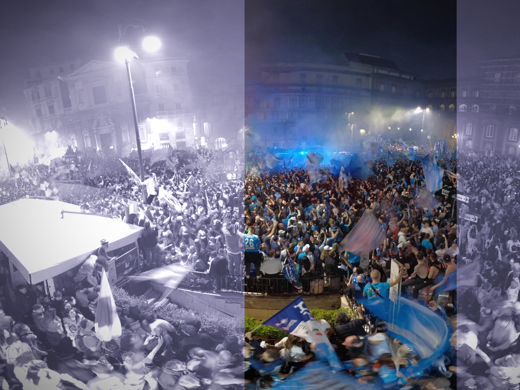 Photo of a crowd in the streets of Naples after S.S.C. Napoli’s Serie A title win