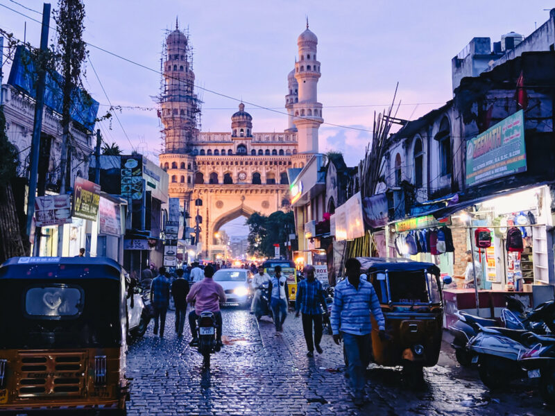Photo of a crowded street in Hyderabad, India