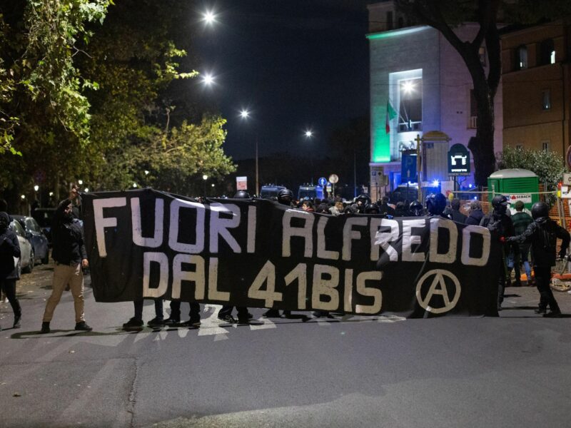 Photo of a demonstration of anarchist protesters in Rome in November