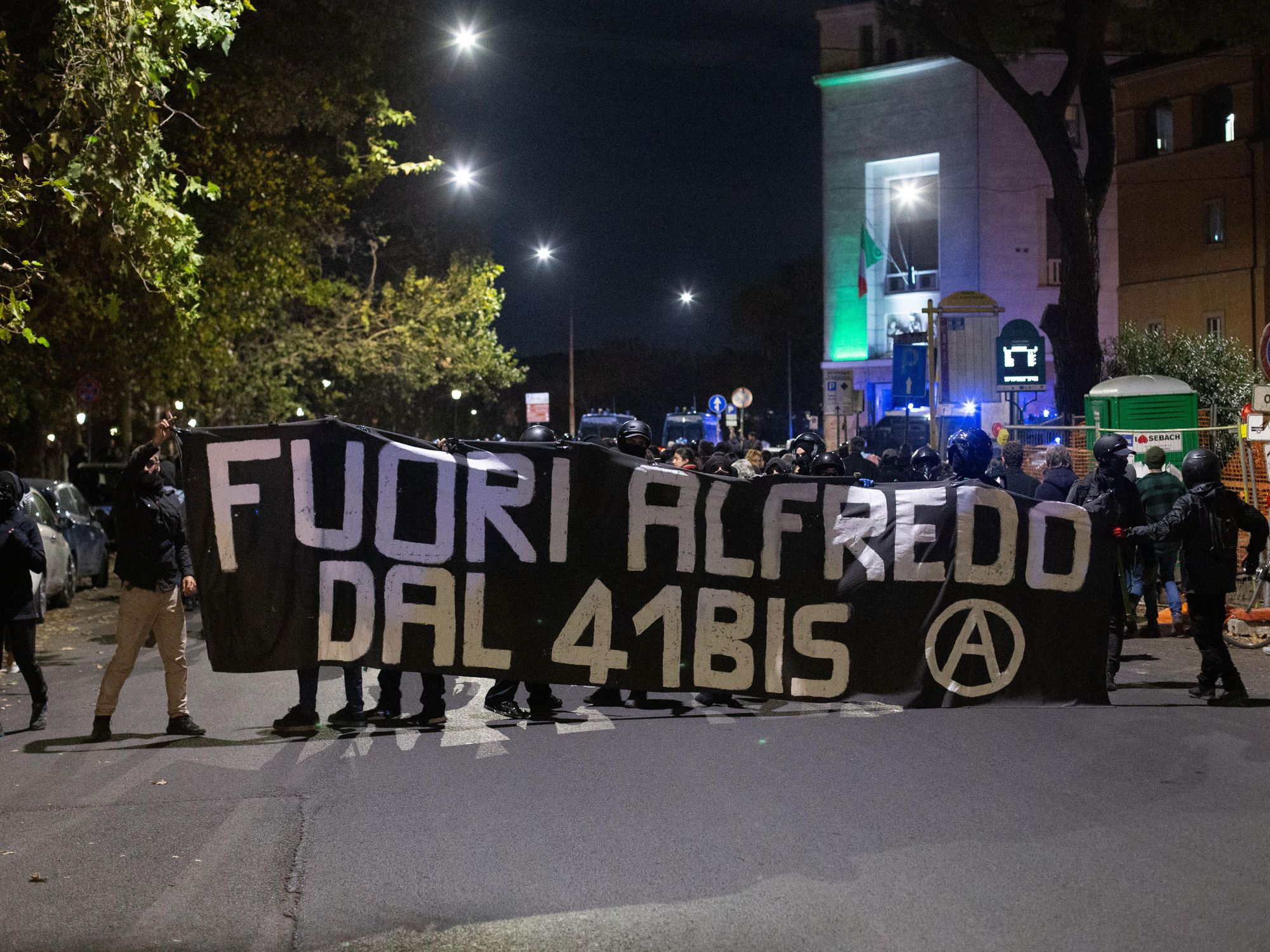 Photo of a demonstration of anarchist protesters in Rome in November