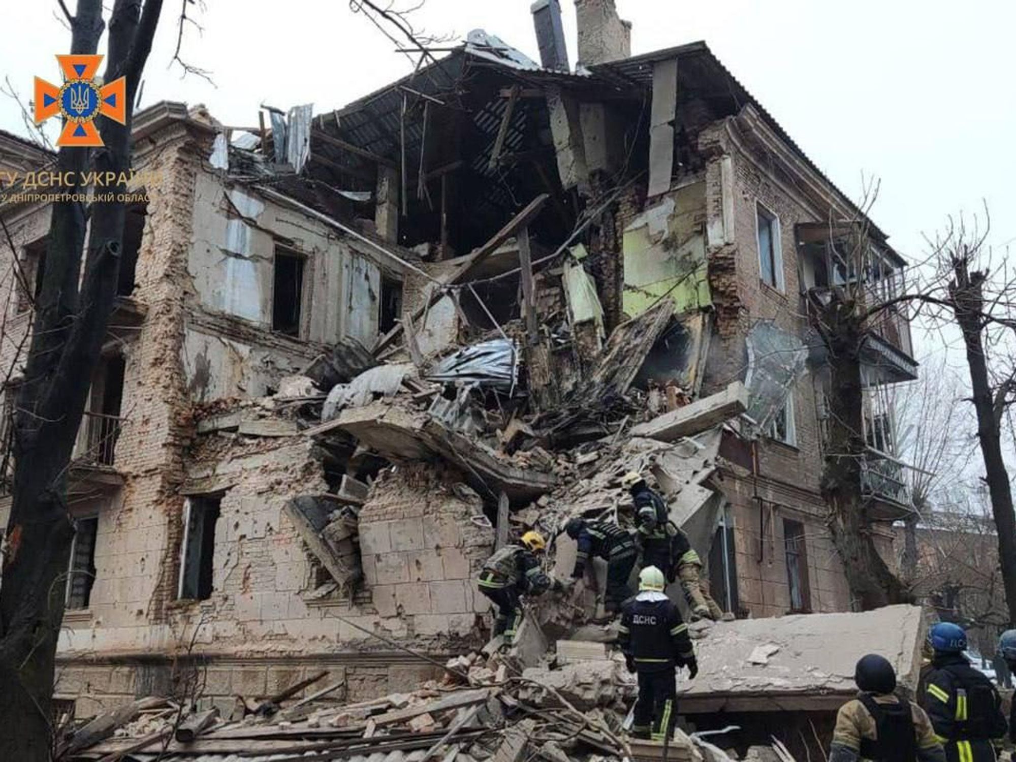 Photo of a destroyed building after a missile attack in Ukraine