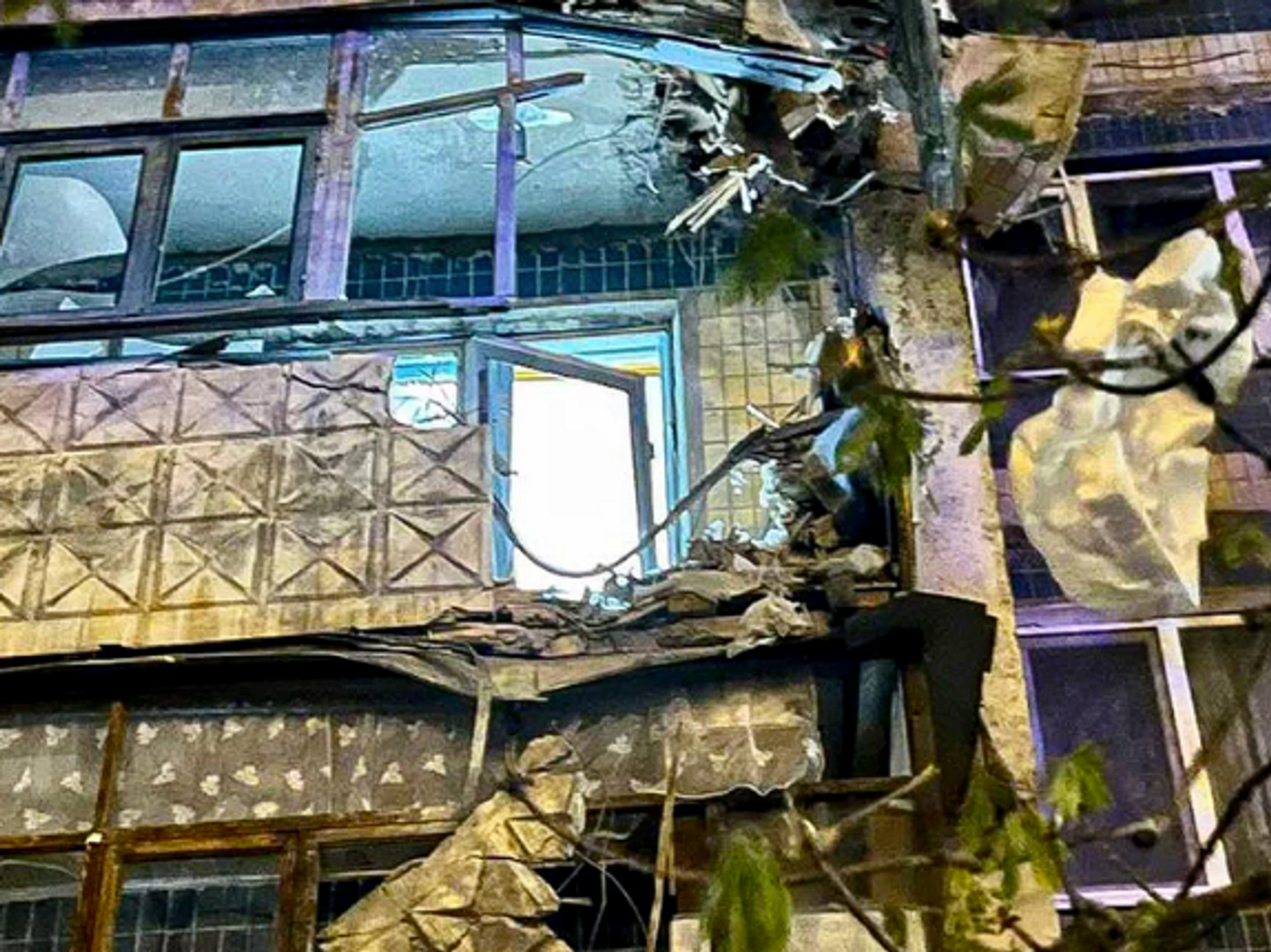 Photo of a destroyed building in Belgorod, Russia
