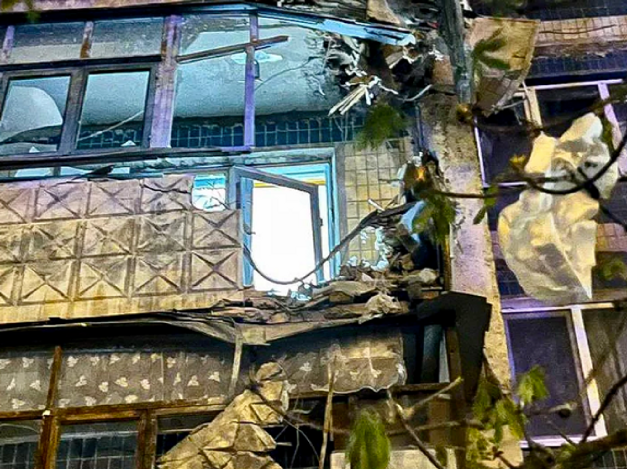 Photo of a destroyed building in Belgorod, Russia