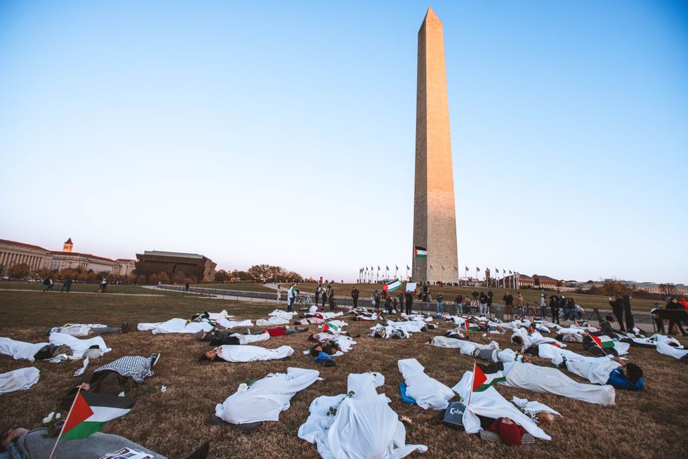 Photo of a die-in demonstration in protest of Israel's actions in Gaza, in Washington on Nov. 18
