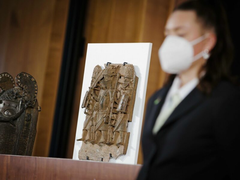 Photo of a ​Benin bronze at Berlin's Federal Foreign Office on July 1