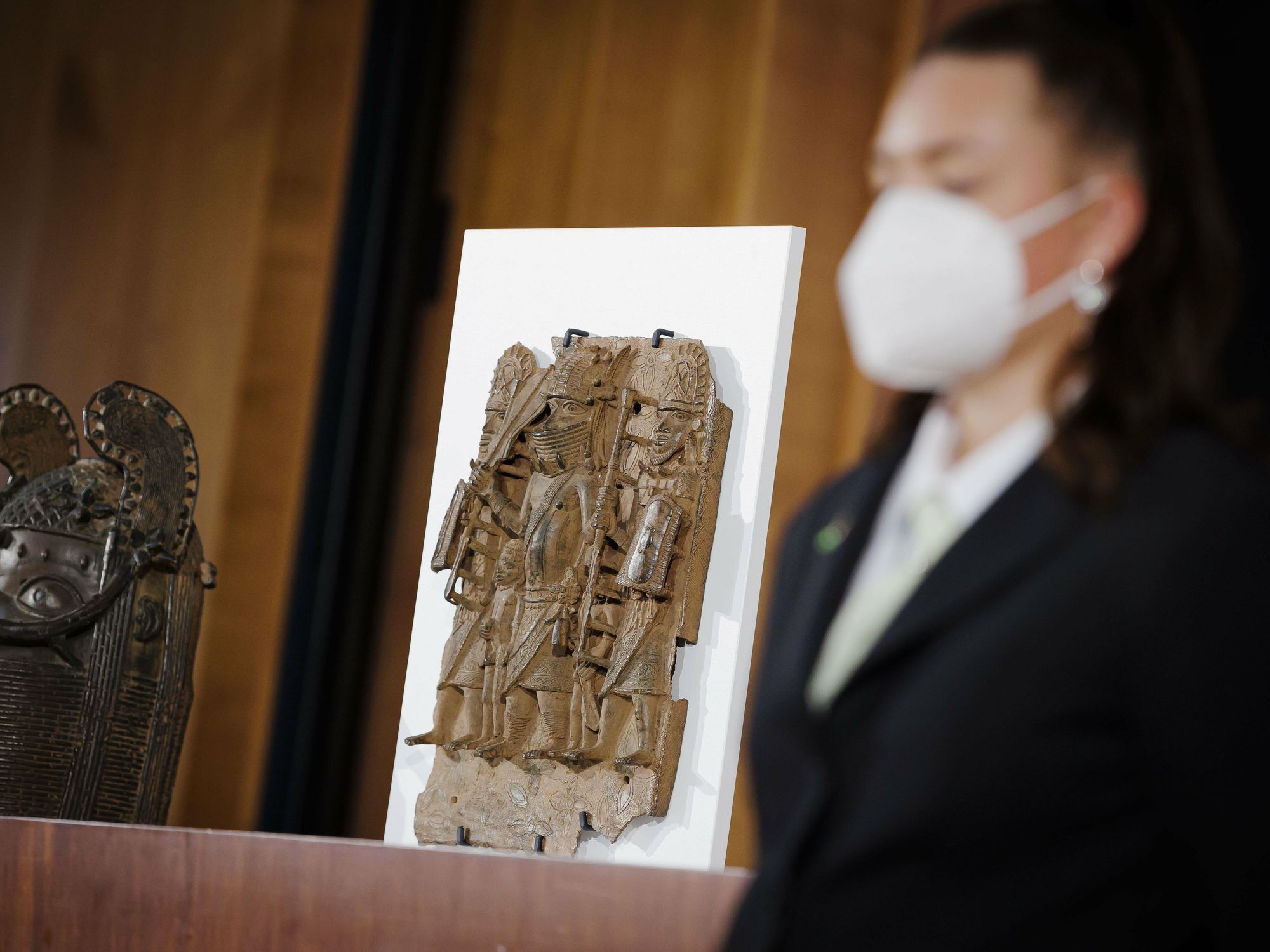 Photo of a ​Benin bronze at Berlin's Federal Foreign Office on July 1