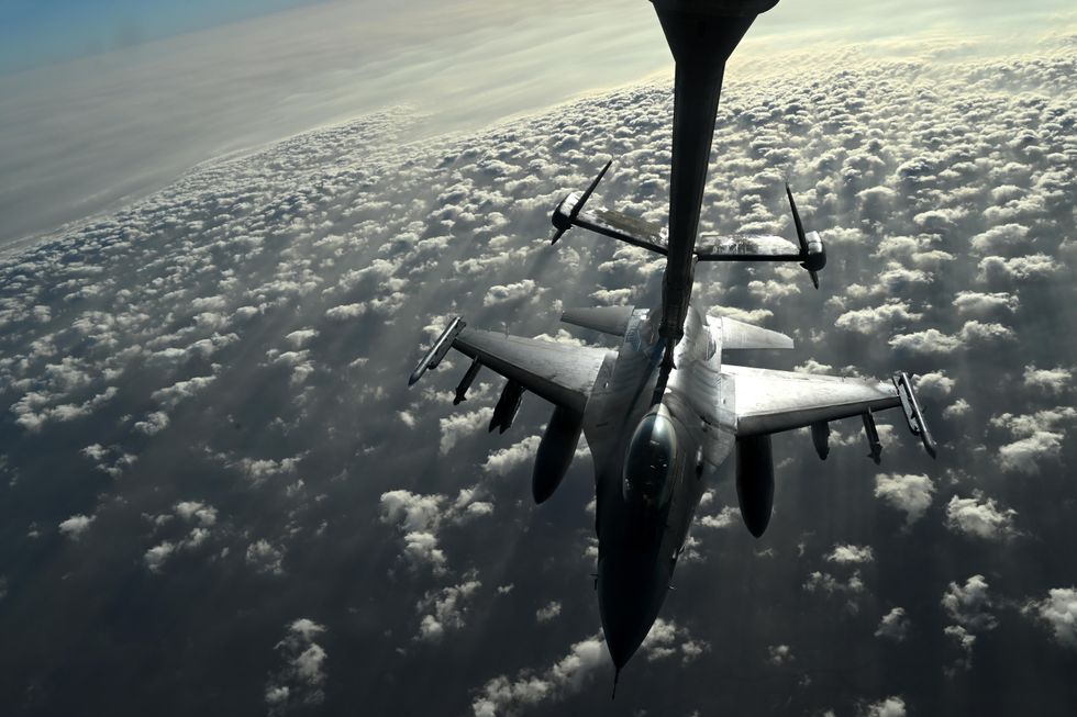 Photo of a ​U.S. Air Force F-16 Fighting Falcon flying over an undisclosed location