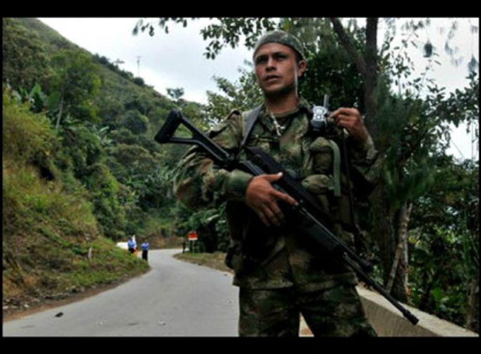 Photo of a FARC fighter in Toribio, Colombia