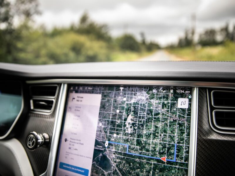 photo of a gps map in a car