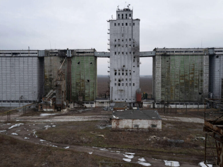 Photo of a grain storage destroyed in the war