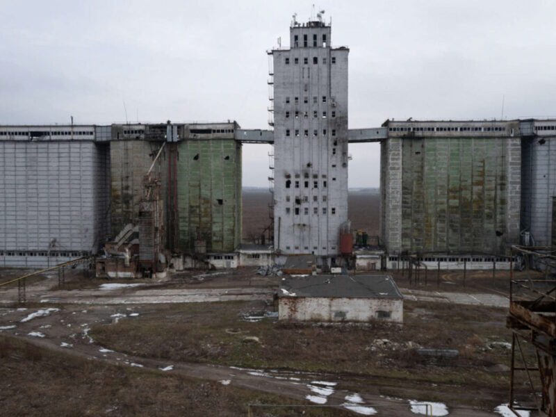 Photo of a grain storage destroyed in the war