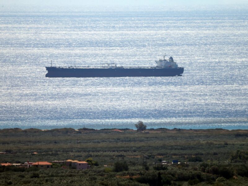 photo of a greek oil tanker