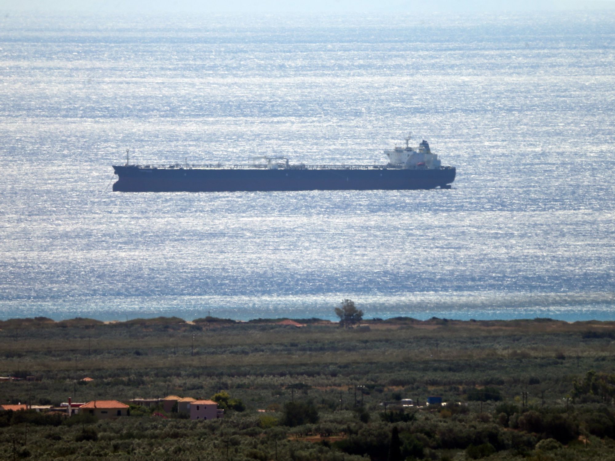 photo of a greek oil tanker